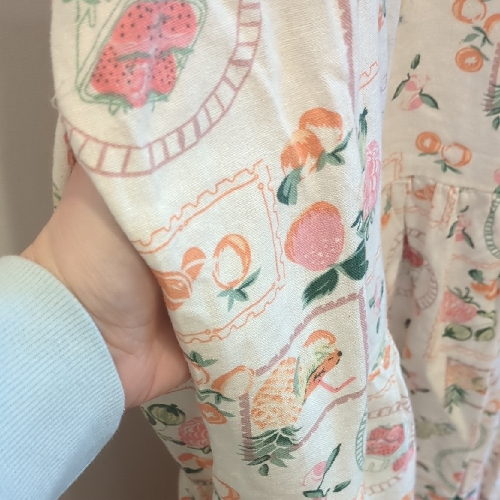 NWT Cynthia Rowley Linen Blend Fruit Print Midi Dress Large Coastal Beach Resort - Picture 8 of 9